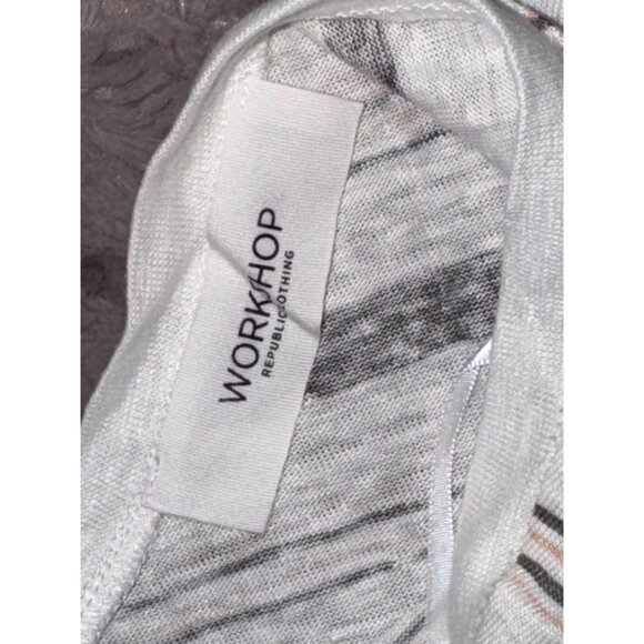 Workshop Republic Clothing Womens Striped Sleeveless Linen Top V-Neck M - Picture 3 of 6